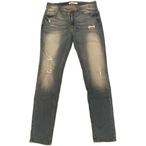 KanCan Faded‎ Distressed Mid Rise Skinny Light wash Denim Stretch Jeans 13/30